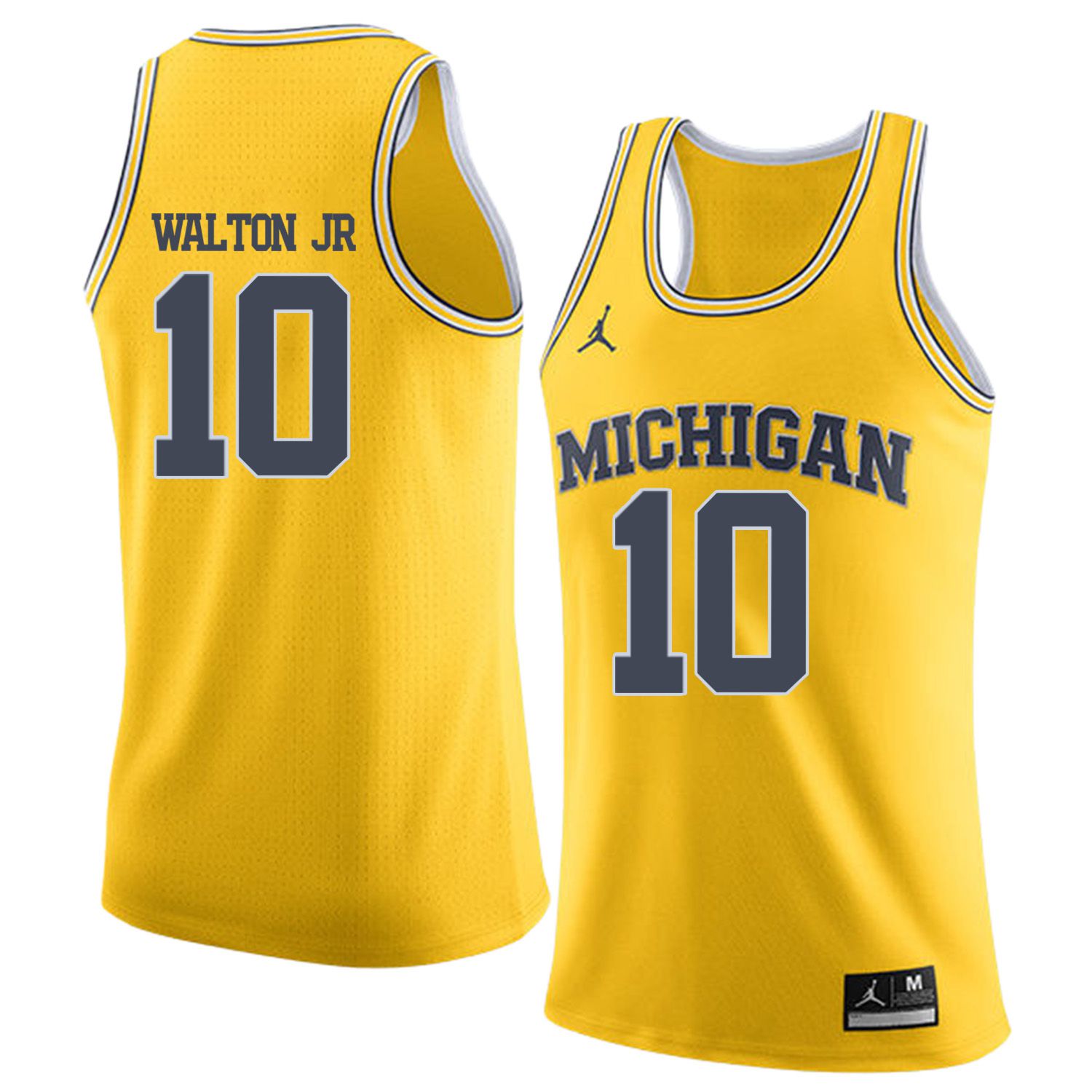 Men Jordan University of Michigan Basketball Yellow #10 walton jr Customized NCAA Jerseys->customized ncaa jersey->Custom Jersey